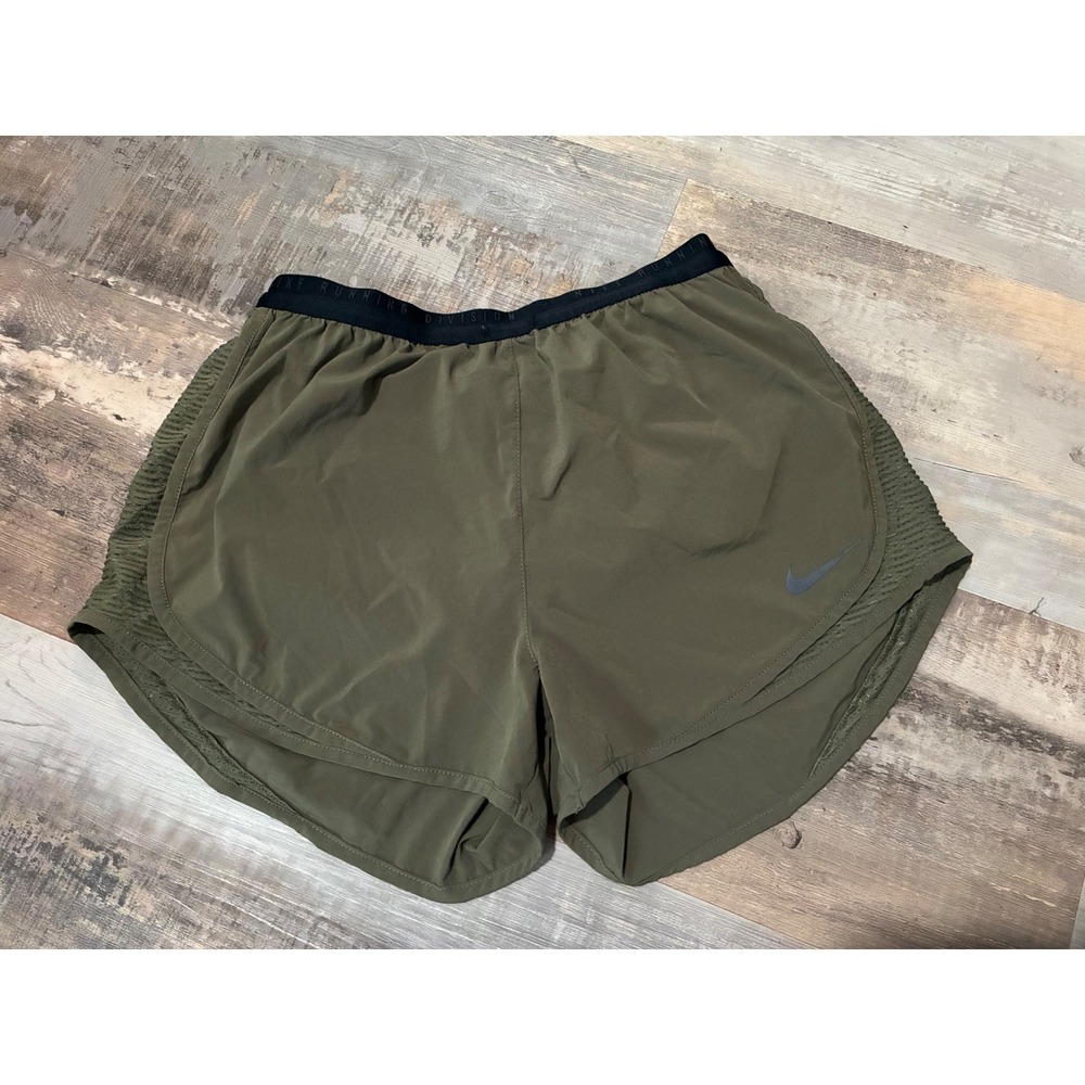 Nike Running Division Dri-FIT Shorts Olive Green Women Medium Athletic Training
